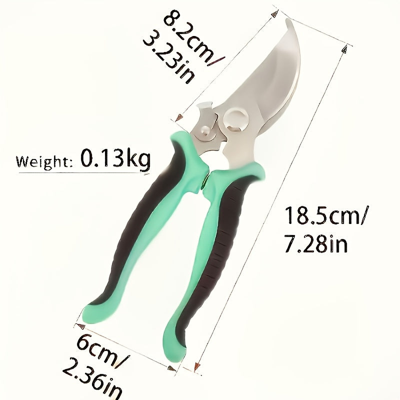 Heavy-Duty Professional Stainless Steel Pruner with Comfort Grip, Multi-Functional Garden Shears and Secateurs - Non-Slip Ergonomic Design for Effortless Spring Assisted Opening & Closing; Sharp Blades Cut Thick Branches With - ayq
