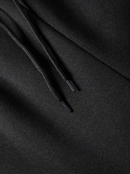 Autumn Winter Men's Hooded Sportswear Set, Simple Classic Versatile Outfit with Zip-Up -Lined Warm Jacket and Drawstring Sweatpants for Casual Leisurewear