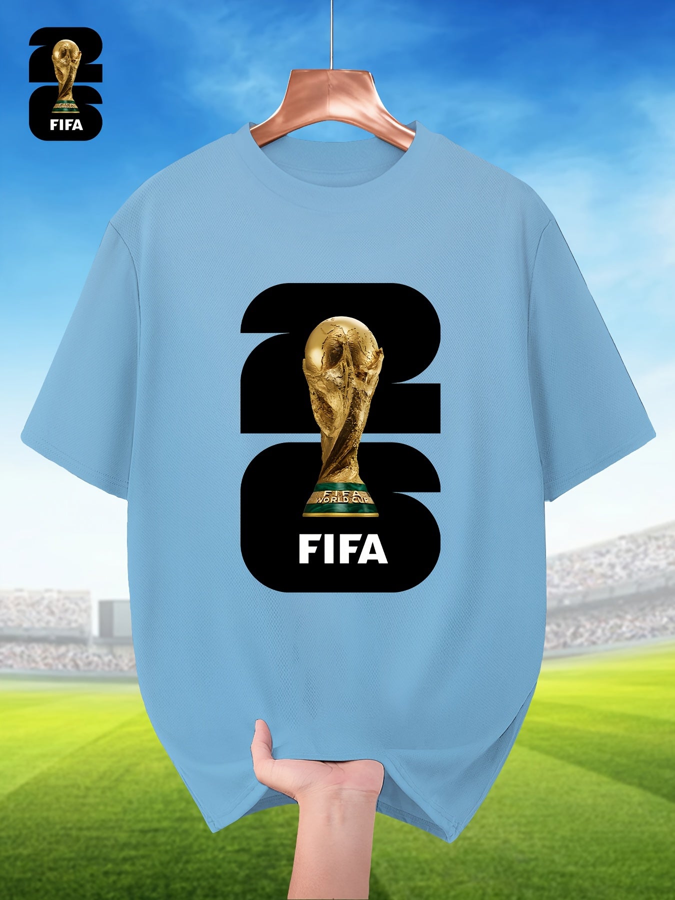 Men's Breathable Summer T-Shirt with FIFA World Cup Print