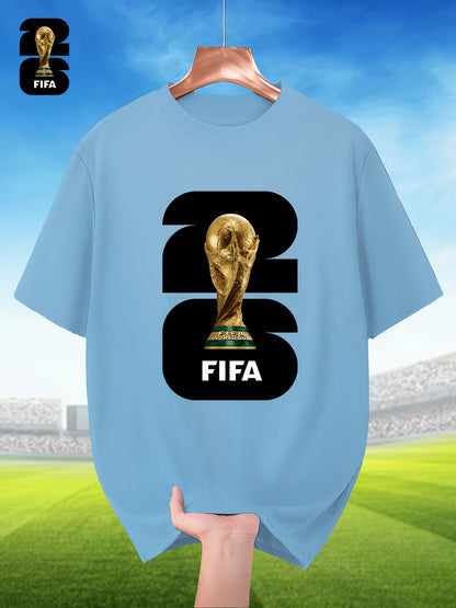 Men's Breathable Summer T-Shirt with FIFA World Cup Print