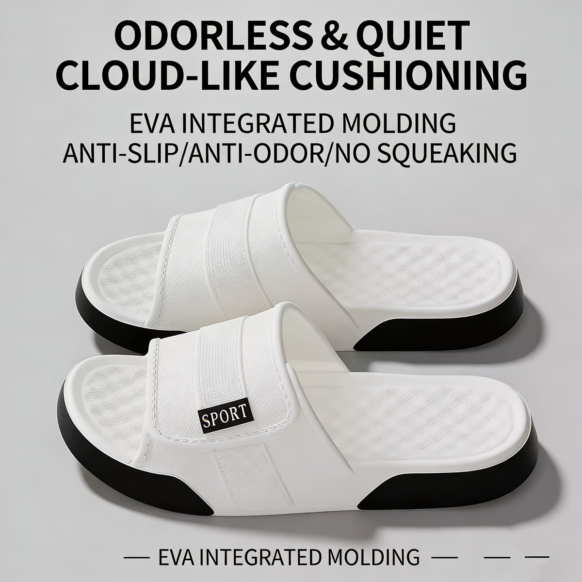 Men's Sporty EVA Cloud Slides with 3cm Non-Slip Sole