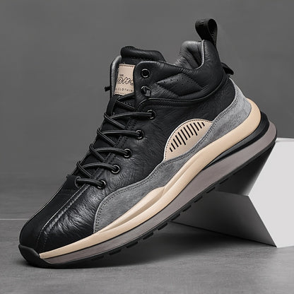 Men's High-Top Hiking Boots with Cushioning and Rugged Sole