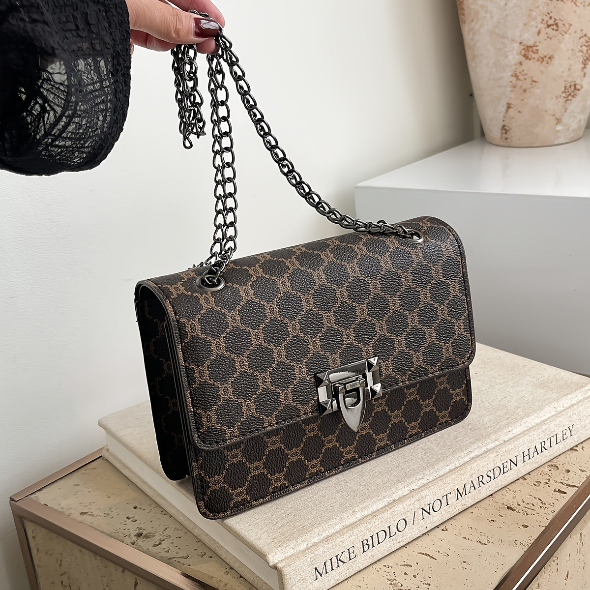 Women'S Fashion Large-Capacity Shoulder Bag | Crossbody Chain Bag for Middle-Aged Women, Faux Leather, Geometric Pattern, Multiple Colors, Buckle Closure | Care Instructions: Do not wash, Paint: Yes, Lining: Faux Leather