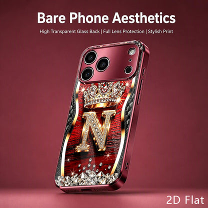 Luxury Crown N Tempered Glass Phone Case for iPhone 18 Pro Max