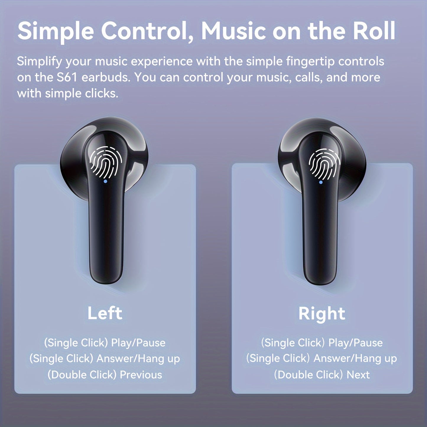 Wireless Earbuds Headphones, 40H Playtime Stereo Ear Buds, LED Power Display Cordless In-Ear Earphones with Microphone for iOS Andriod Cell Phone Sports