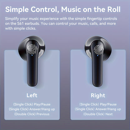 Wireless Earbuds Headphones, 40H Playtime Stereo Ear Buds, LED Power Display Cordless In-Ear Earphones with Microphone for iOS Andriod Cell Phone Sports