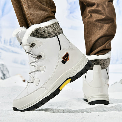 Men's & Women's Winter Snow Boots with Plush Lining & Slip-Resistant Rubber Sole - High-Ankle Lace-Up PU Shell, Insulated Cold-Weather Traction for Hiking, Hunting, Outdoor Activities - Unisex Heavy-Duty Round-Toe Boots for M