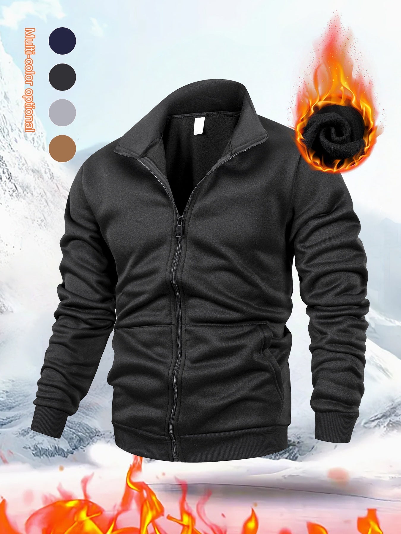 Men's Thermal Jacket - Extreme Cold Weather Zip-Up Coat with Full-Zip Exterior/Interior Layering - Lightweight Anti-Scratch Windproof Outerwear for Skiing, Camping, Hiking - Machine Washable Winter Jacket in Black/Navy/Gray/B