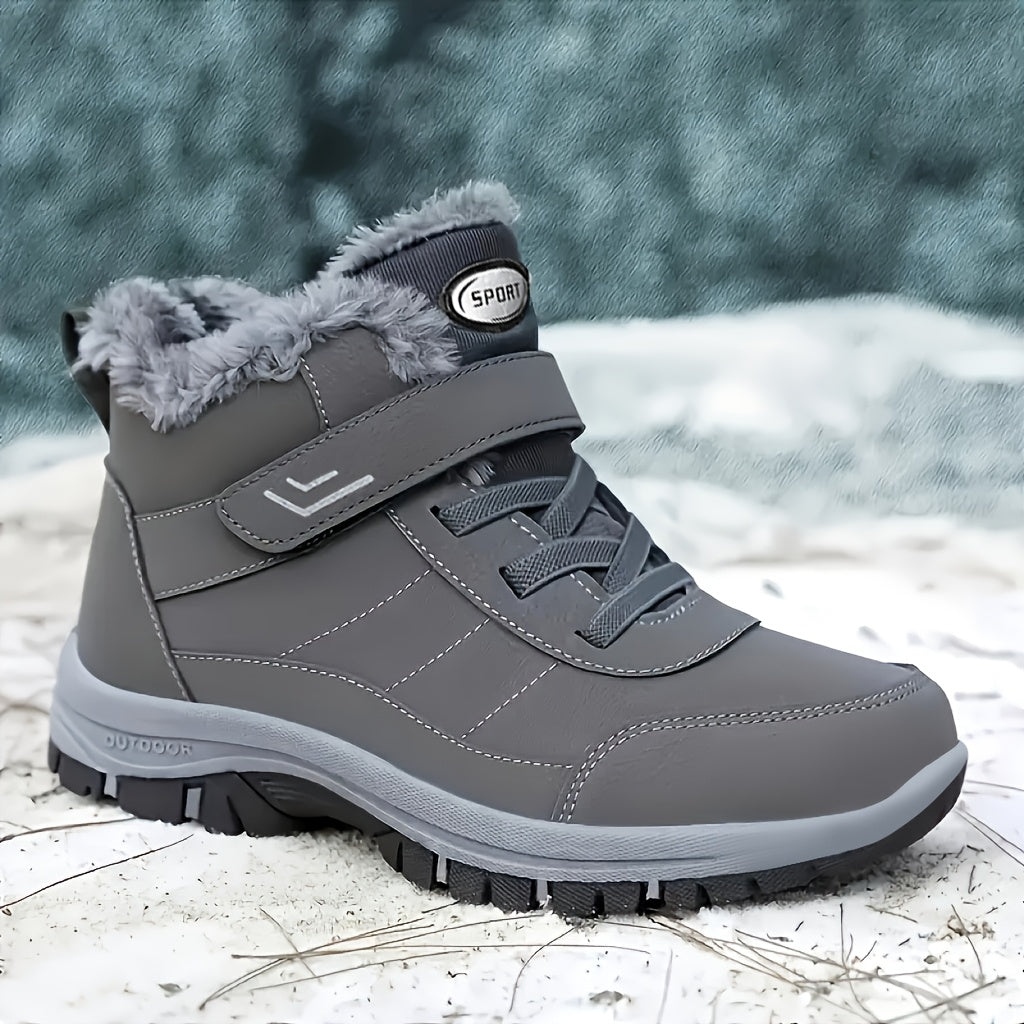 Men'S & Women'S Winter Snow Boots - Thick-Soled Ankle Boots with Non-Slip Rubber Sole & Striped Traction, PU Upper & Warm - All-Season Cold Weather Hiking, Ice Climbing Boots (unisex Sizes Available), Hiking Boots, Outdoor Fo