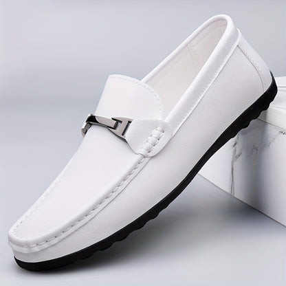 Men's Casual Slip-On Loafers with Metal Buckle - Lightweight & Breatha