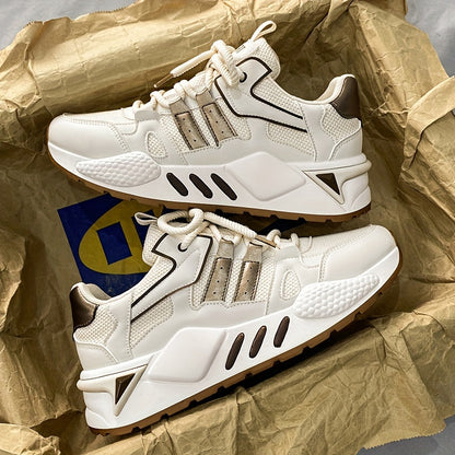 Men's Breathable Mesh Running Sneakers - Lightweight, Comfortable, and Durable Low-Top Sneakers for Casual and Sporty Wear, Versatile Trainers   Modern Sneakers   Stylish Stripes