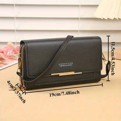 Ms. Jin Women's Large Capacity RFID Blocking Crossbody Wallet Handbag - Golden-Tone Hardware Multi-Zipper Purse with Card Slots, Cash Pocket & Detachable Strap, Brown/Black/Navy/Beige/Pink/Grey, Designer- for Travel &, Purse