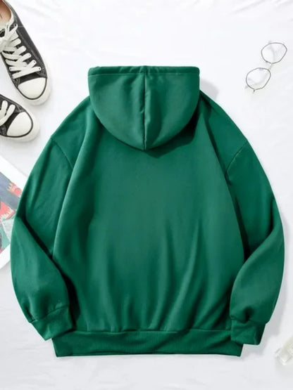 Women'S Thick Fleece Hooded Sweatshirt with Cute Bear Print & Plush - Cozy Winter Warmth, Drawstring Hood & Pockets, Casual Retro Style, Machine Washable For Fall/winter Commuting & Daily Wear, Winter Sweatshirt, Seasonal Fas