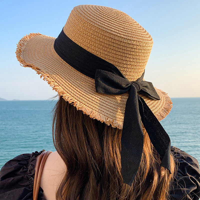 Women's Linen Wide Brim Butterfly Beach Sun Hat for Summer