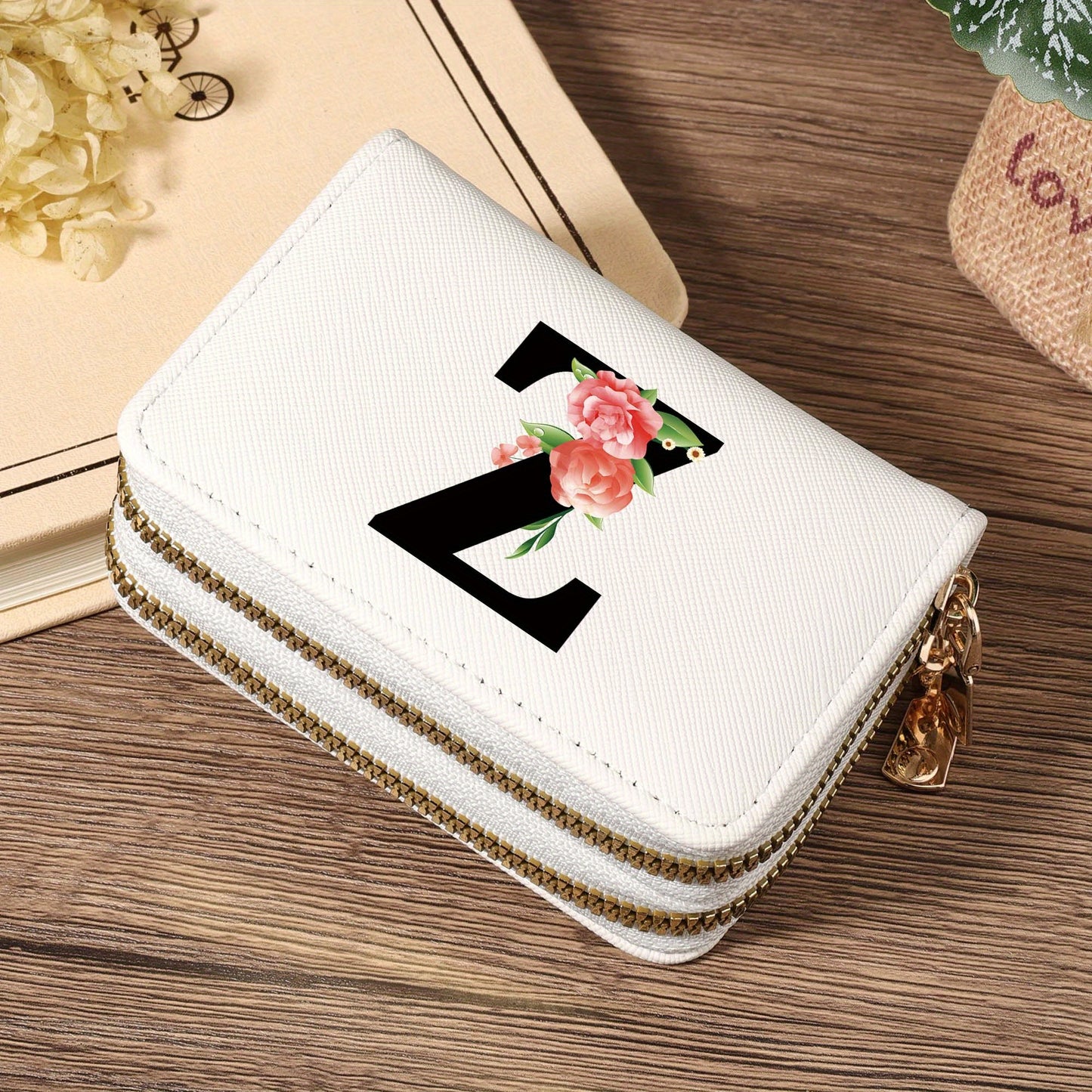 Women's Lightweight Wallet - Compact Zipper Purse with Multiple Card Slots & Coin Pocket, Elegant Monogram Initials, Secure Closure for Everyday, Travel, Gift - Women's Credit Card Organizer, Everyday Carry Purse, Stylish Ini