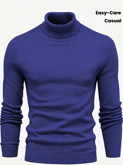 Winter Warm Turtleneck Sweater - Slim-Fit Stretchable High Neck Pullover, Solid Black/White/Navy/Brown/Grey/Rust - Casual & Formal Wear, Layering Essential for Cold Weather, Easy-Care Sweater Coat