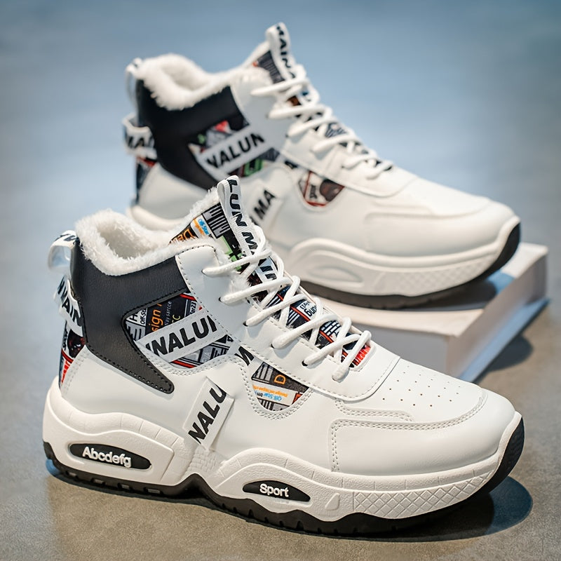 Men's Winter Snow Boots with Thick & Height Increase - Heavy-Duty PU Upper, -Absorbing PVC Sole, Lace-Up Ankle for Ice Traction - Outdoor Ice Skating,, Daily Use (Warm Mid-Calf/Ankle-High)