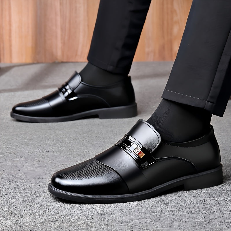 Men’s Slip-On Business Casual Loafers - All-Season PU Shoes