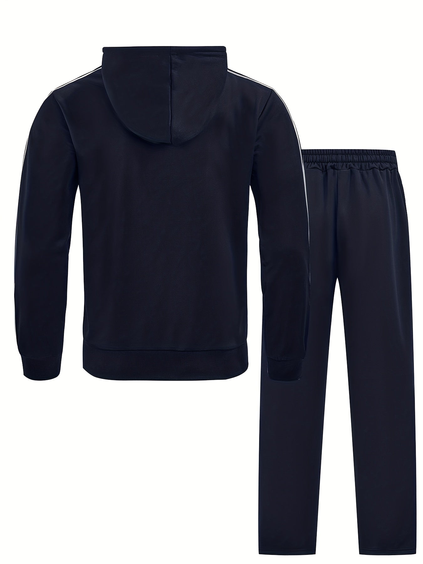 New Cross-Border Casual Sportswear Set of 2pcs, Hooded Zipper Cardigan Jacket Is Easy And Easy to Match, Side Striped Sweatpants Hide Meat And Show Long Legs, Daily Commute, Full of Comfort, Black Main Tone + Side Stripes