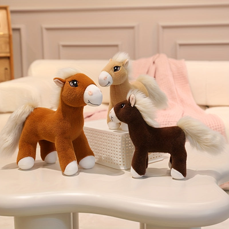 Simulation Horse Plush Toys 20cm/7.87" Soft Stuffed Plush Animal Toy Education Prop Toys for Students Home Room Sofa Decorations