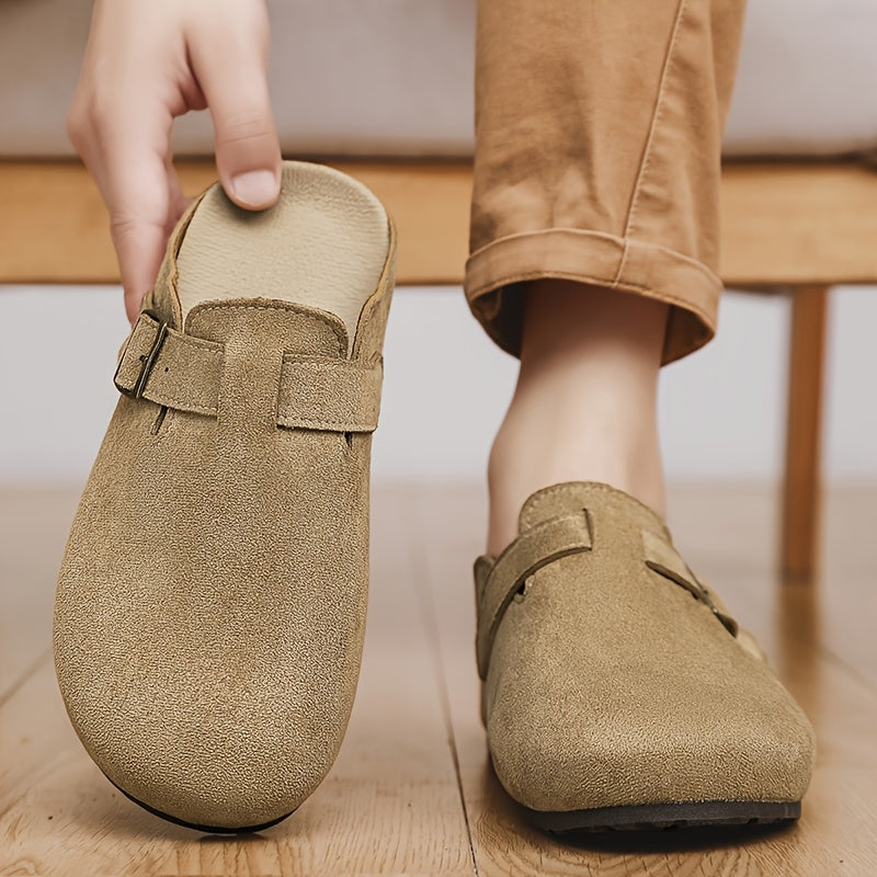 Men's Comfortable Backless Slip-On Slippers with Thick Sole