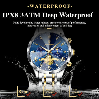 Men's Stainless Steel Business Watch with Luminous Chronograph