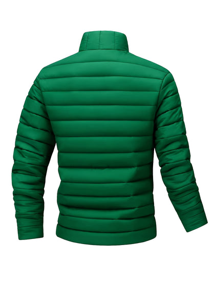 Men's Warm Winter Jacket with Stand Collar - Thick Polyester Coat