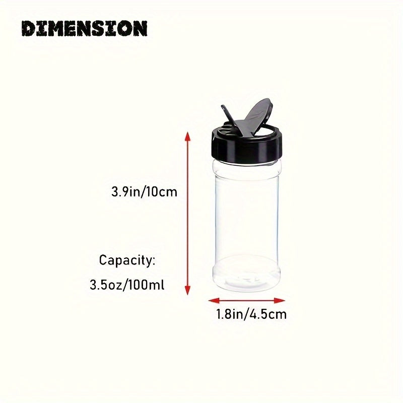 6/12pcs, Storage Containers, 3.5OZ Leakproof Seasoning Containers With Black Screw Lids, Portable Empty Clear Spice Sealing Jars For Spice, Powder, Chili And Salt, Kitchen Organizer And Storage, Kitchen Accessories