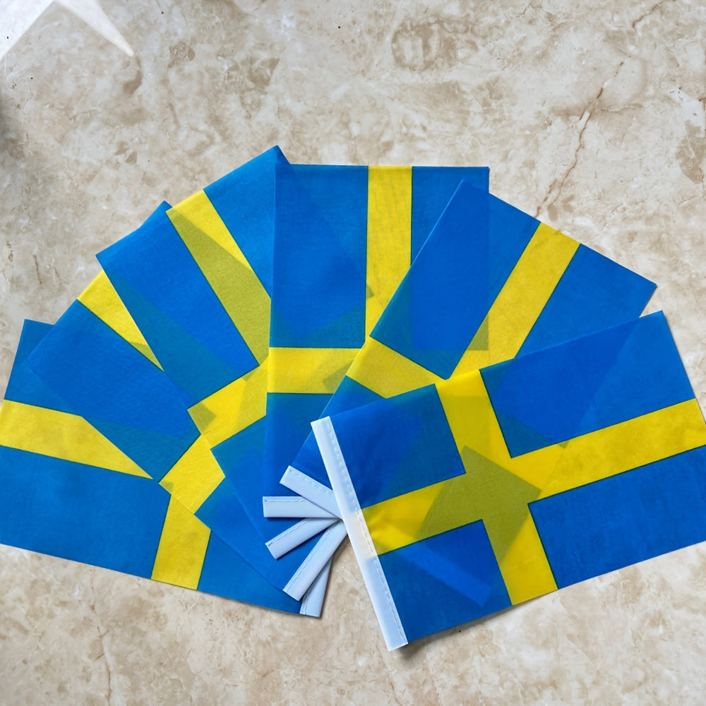 Swedish Polyester Hand Flags 14x21cm for Events & Parties