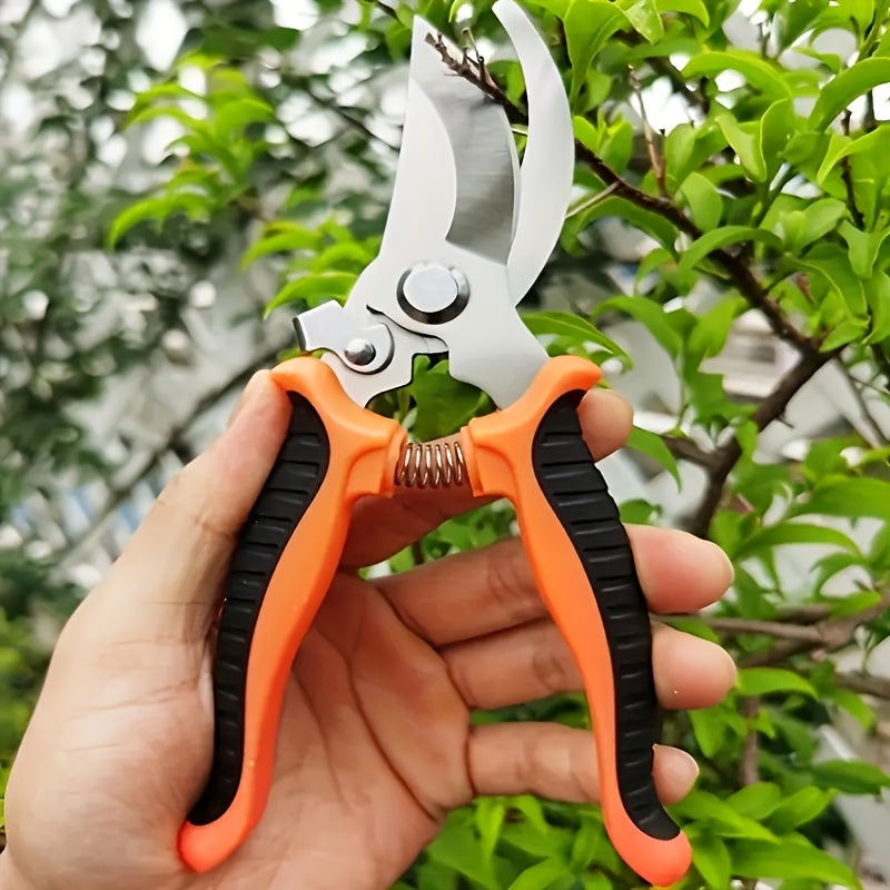 Heavy-Duty Professional Stainless Steel Pruner with Comfort Grip, Multi-Functional Garden Shears and Secateurs - Non-Slip Ergonomic Design for Effortless Spring Assisted Opening & Closing; Sharp Blades Cut Thick Branches With - ayq