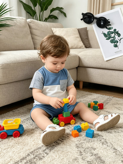 Baby Boy Summer Romper Set Casual Patchwork 2pcs Outfit - ayq