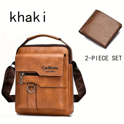 New Men's shoulder bag fashion leisure bag small satchel vertical handbag business Men's diagonal bag [zipper direction random]
