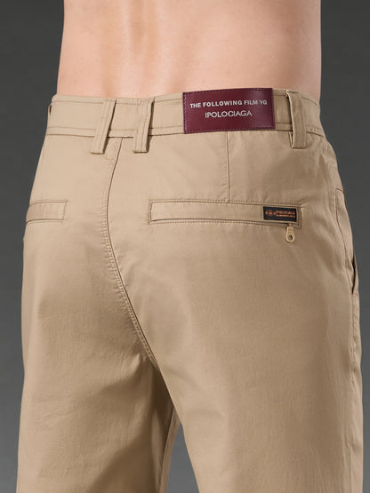 Men's High-End Cotton Twill Chinos - Comfortable Casual Fit