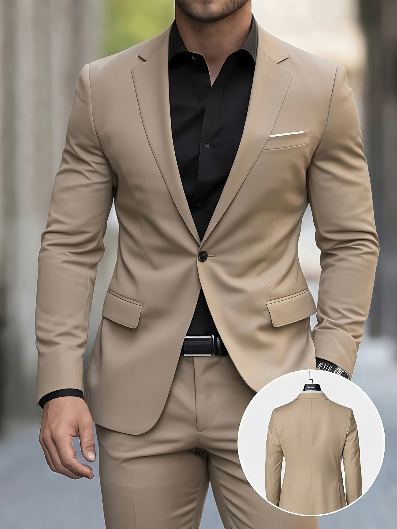 Men's Classic Two-Piece Polyester Suit Set for Formal Wear