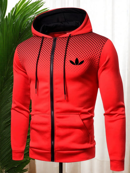 Men's Polyester Hoodie Zipper Sweatshirt for Fall Sportswear