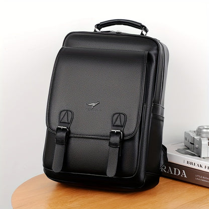 Stylish Men's Backpack - Multifunctional, Large Capacity for 39.62cm Laptop, Business  Travel Ready, Durable PU Material