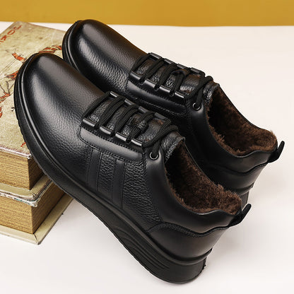 Men'S Fleece Lined Sneakers | Simple Panel Design, Heel Pull Tab, Trendy Casual Shoes for Campus Life and Dating, Low Top, Genuine Faux Leather Upper, Fabric Insole and Inner Material, Solid Color