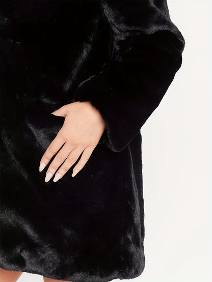 Women'S Elegant Long Coat - Winter Warmth, Chic Formal & Everyday Outerwear with Front Closure, All-Season Luxury Jacket for Cold Weather - Sophisticated Women'S Clothing, Ladies Winter Coats, Cold Weather Apparel, Plush Text