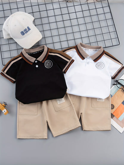 Boys' Summer Cotton Blend T-Shirt & Shorts Set, Casual Style