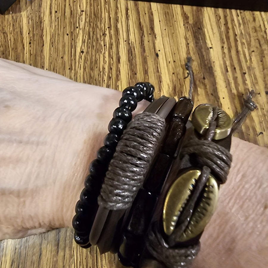 5pcs Men's Fashion Quartz Watch and Bracelet Set