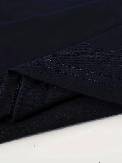 Men'S V-Neck Short Sleeve T-Shirt - Lightweight  Breathable, Casual Fit, Solid Black, Perfect for Summer, High-Quality Knit Fabric, Everyday Tshirt   Casual Style   Comfortable Fit