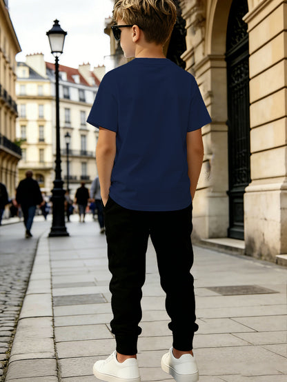 Boys' Summer Geometric Print Short Sleeve Top & Pants Set