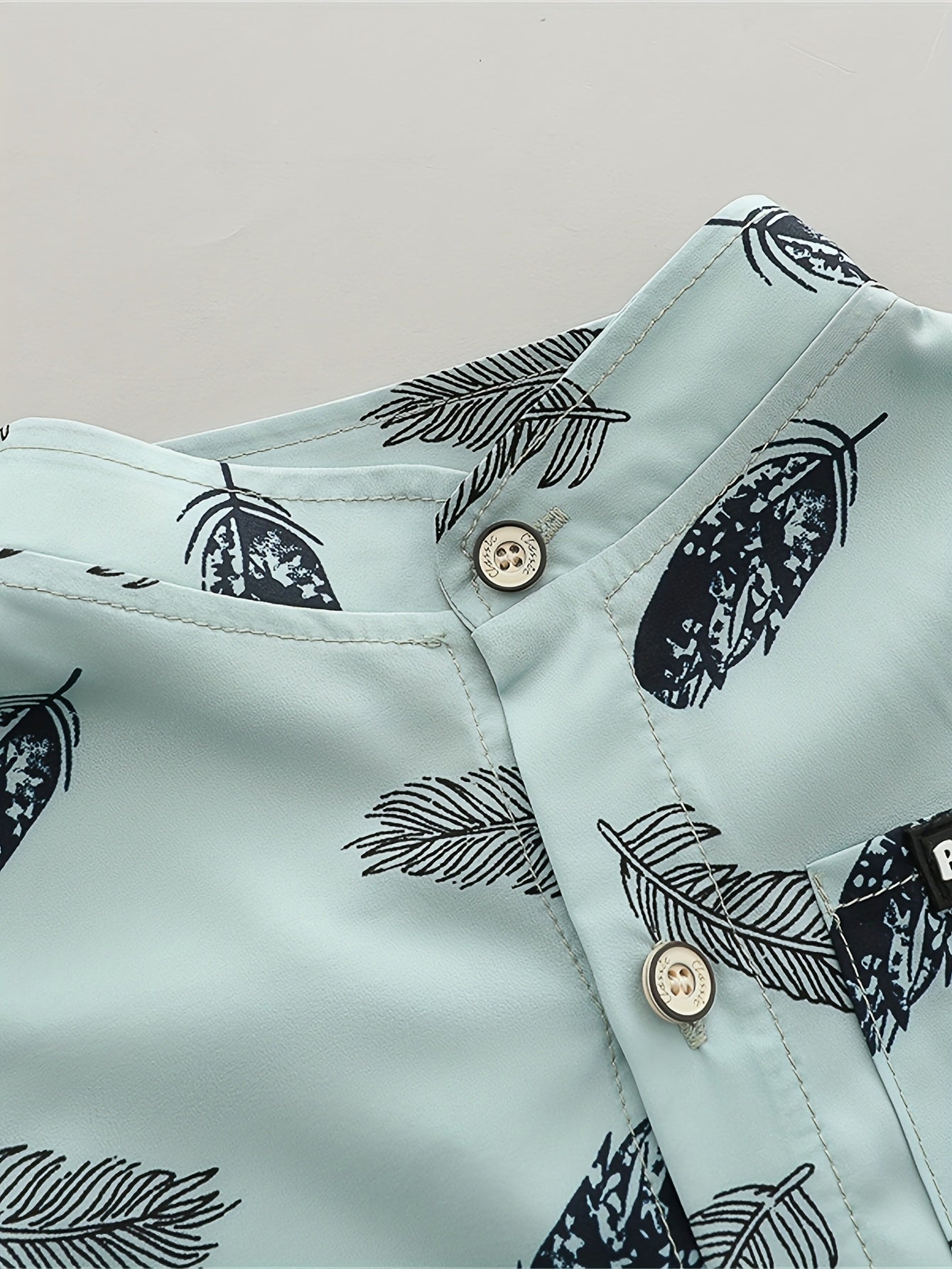 Infant Toddler Summer Feather Print Shirt and Shorts Set
