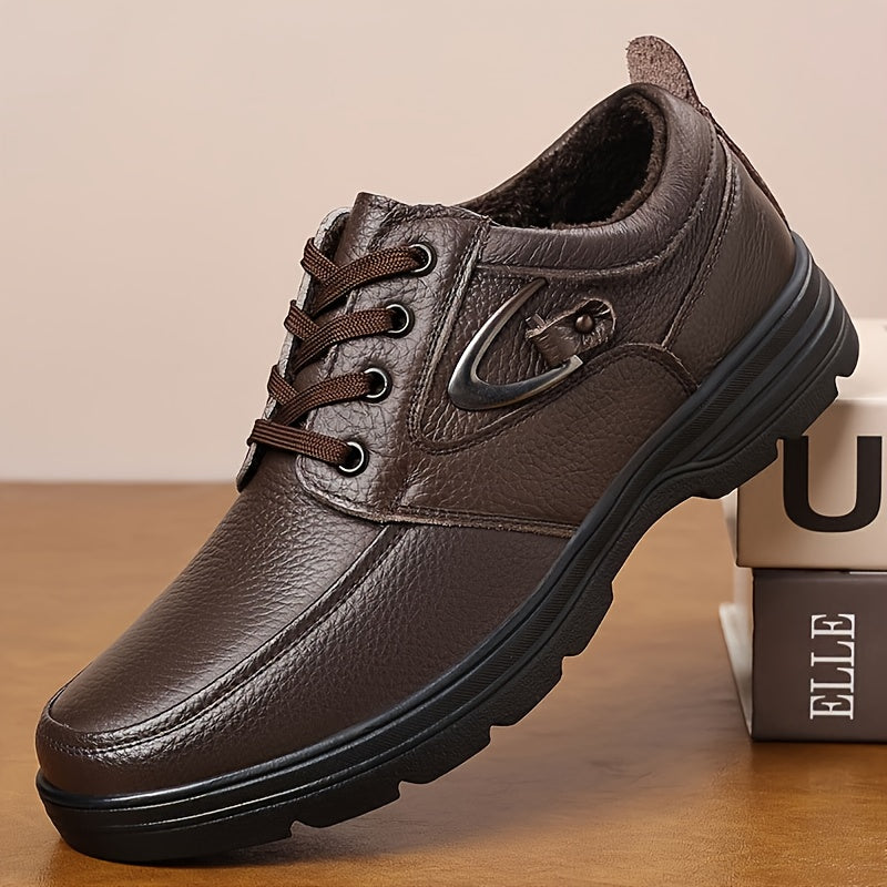 Men's Vintage Leather Winter Casual Lace-Up Shoes
