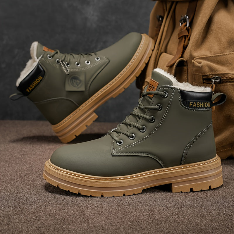 A Pair of Fashionable Men's Boots, Outdoor Warm, Sports Casual Trendy Versatile Shoes for Man