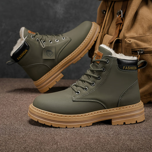 A Pair of Fashionable Men's Boots, Outdoor Warm, Sports Casual Trendy Versatile Shoes for Man