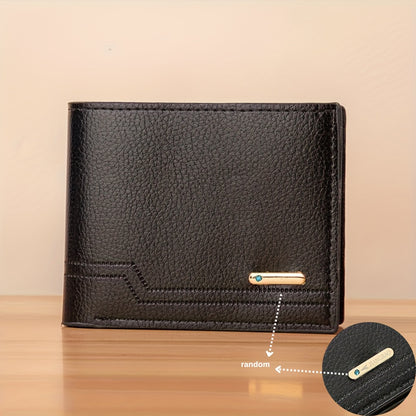 Men's Sleek Lychee Pattern Wallet - Large Capacity, Multi-Card Holder with Soft Faux Leather - Perfect for Christmas & Valentine's Day Gifts