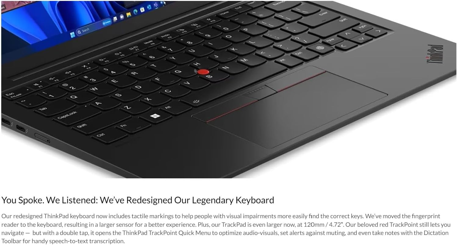 Lenovo Gen 12 Thinkpad X1 Carbon Laptop with Intel Ultra 7 165U Vpro Processor, 14" WUXGA 100% Srgb Touchscreen, 32GB 6400Mhz RAM, 1TB Gen4 Performance SSD, FHD+ IR+ RGB Camera, and Windows 11 Pro