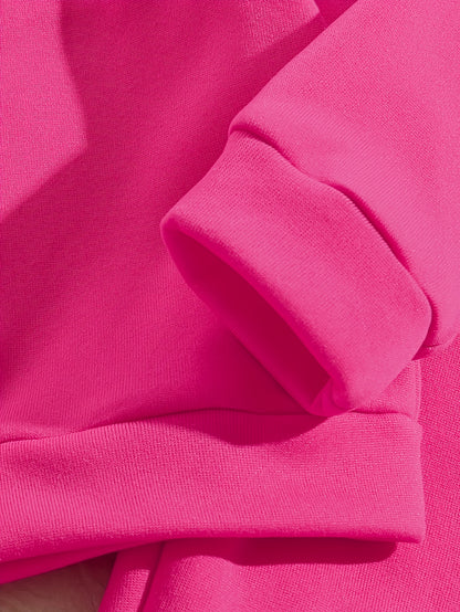 Tween Girls' Autumn/Winter Letter Embossed Warm Lined Sweatshirt and Joggers, Perfect for Outdoor