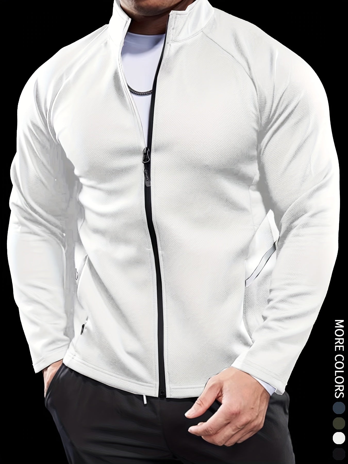 Men's Athletic Jacket - Quick-Dry Gym Coat with Zipper Closure, Lightweight Workout Jacket for Running, Hiking, Training - Olive Green Athletic Outerwear (Machine Washable) - Bodybuilding & Casual Streetwear, Workout Clothes,